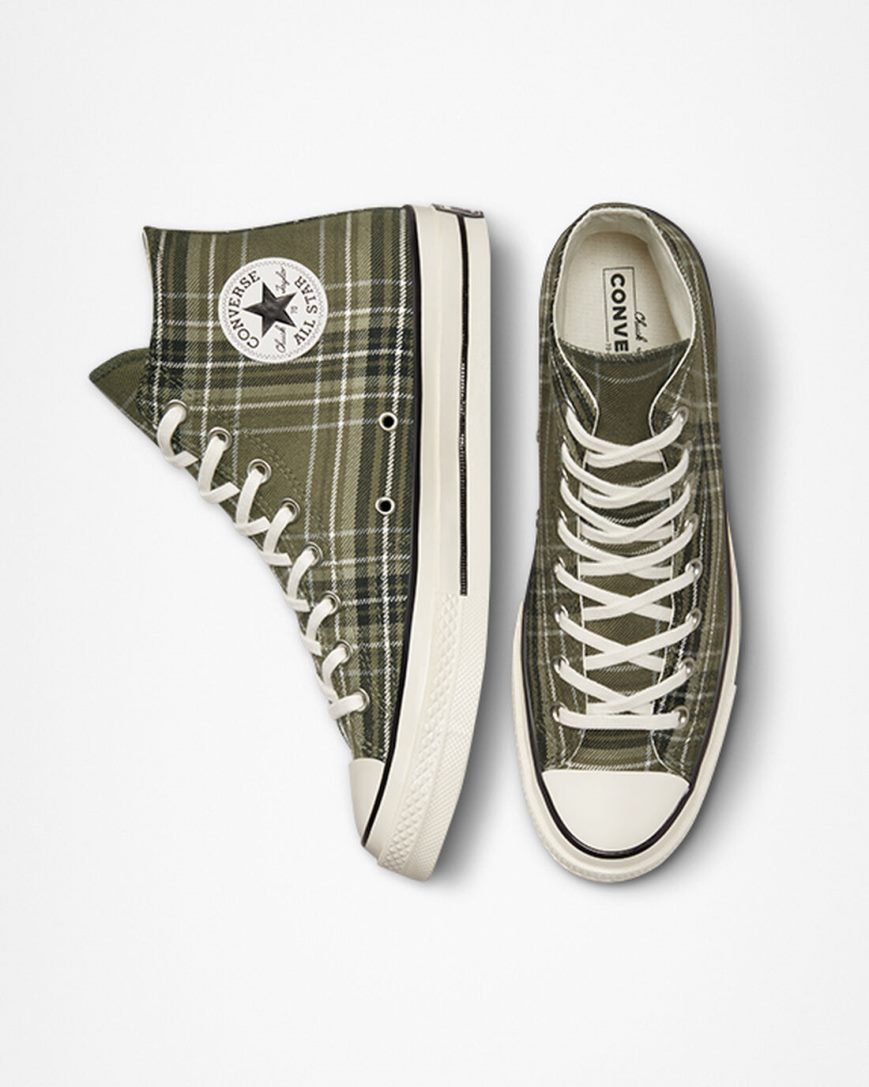 Tenisky Vysoke Converse Chuck 70 Tartan Panske Olivovo Zelená Čierne | SK E11QBR5